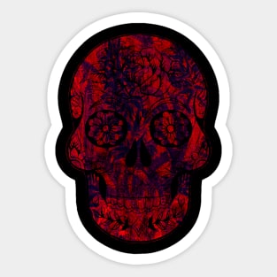 Red Dia del Muertos Day of the dead halloween floral skull Sticker